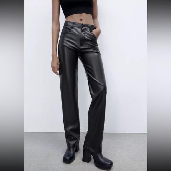 Zara Pants - NWT Zara Faux Leather Straight Leg Pants